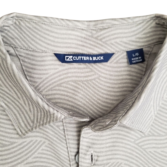 Cutter & Buck Grey Pattern Golf Polo Large - Picture 2 of 3